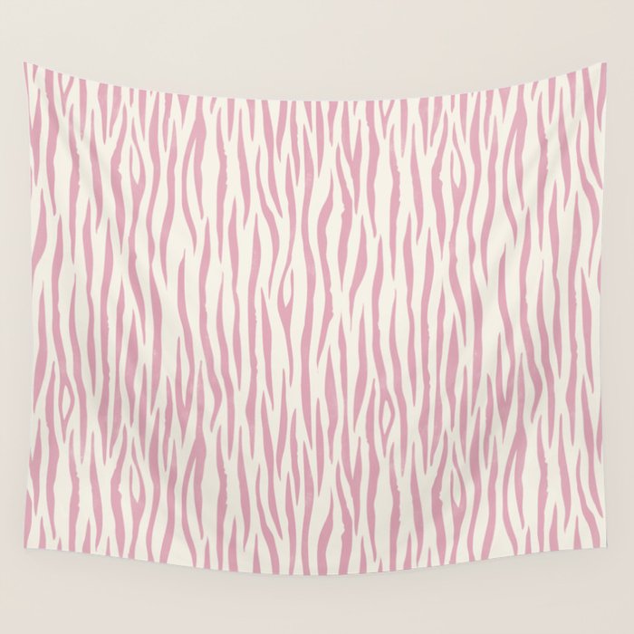 Tiger Stripes In Pink and Cream Wall Tapestry Gallery Image 1