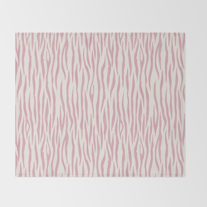 Tiger Stripes In Pink and Cream Throw Blanket Gallery Image 2