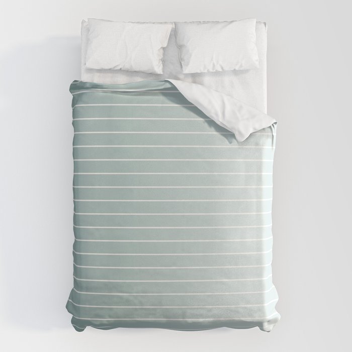 Ombre Arch XVII Natural Teal Gradient Modern Geometric Lines Duvet Cover Gallery Image 1