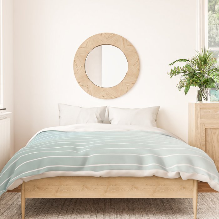 Ombre Arch XVII Natural Teal Gradient Modern Geometric Lines Duvet Cover Gallery Image 3
