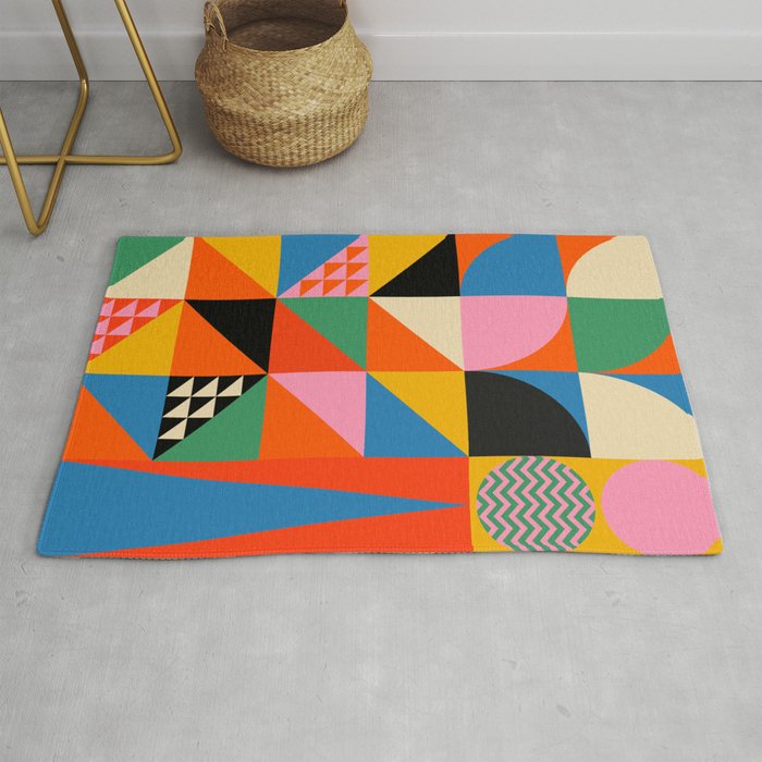 Geometric abstraction in colorful shapes   Rug Gallery Image 1