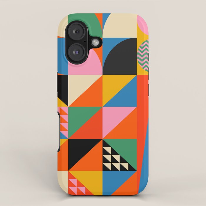 Geometric abstraction in colorful shapes iPhone Case
