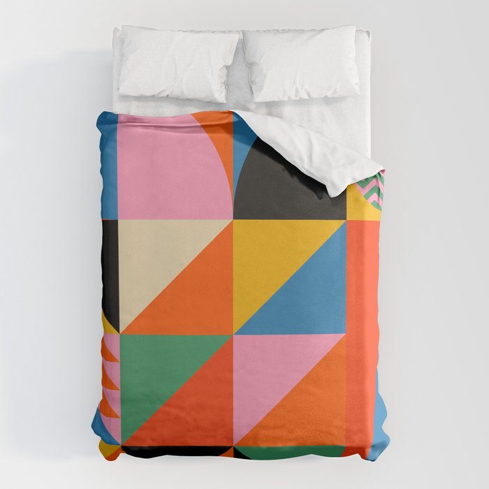 Geometric abstraction in colorful shapes   Duvet Cover Gallery Image 6