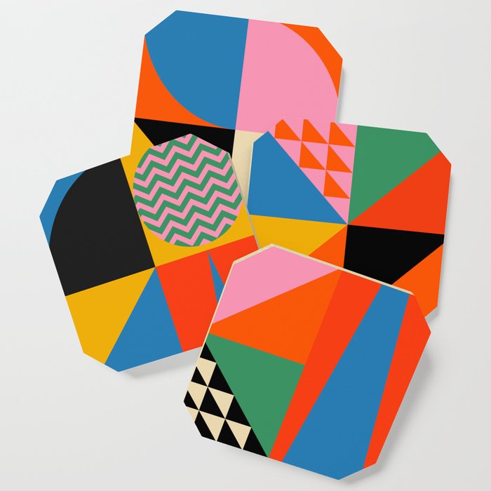 Geometric abstraction in colorful shapes   Coaster Gallery Image 1