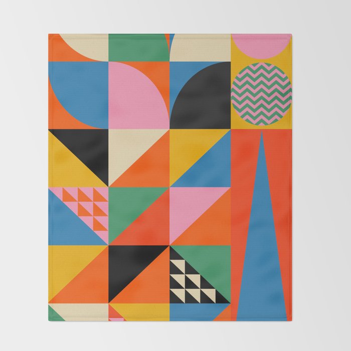 Geometric abstraction in colorful shapes   Throw Blanket Gallery Image 2