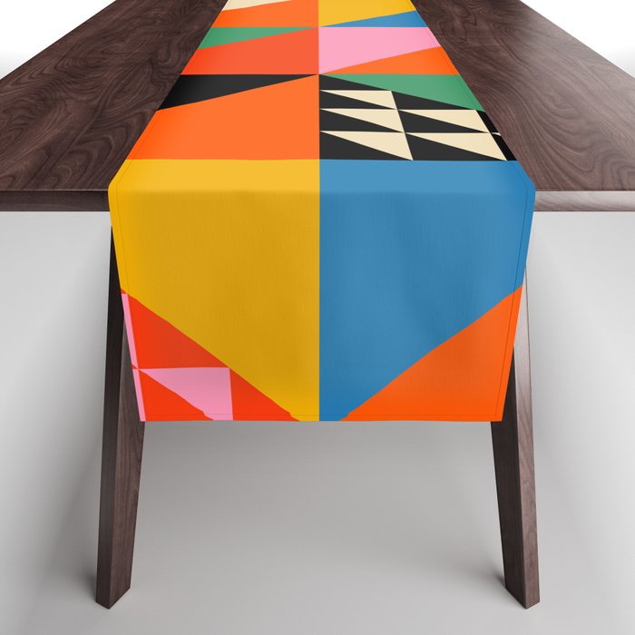 Geometric abstraction in colorful shapes   Table Runner Gallery Image 1