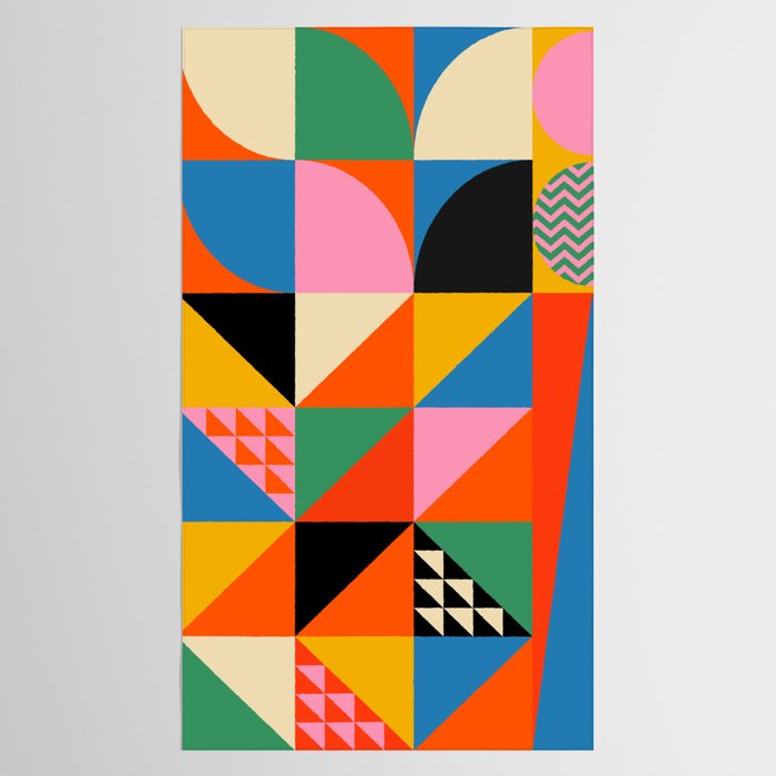 Geometric abstraction in colorful shapes   Tablecloth Gallery Image 2