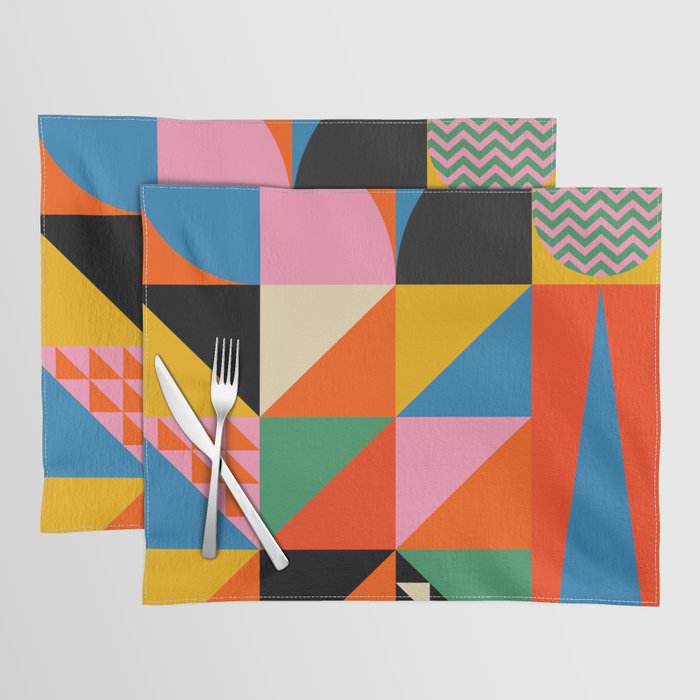 Geometric abstraction in colorful shapes   Placemat Gallery Image 1