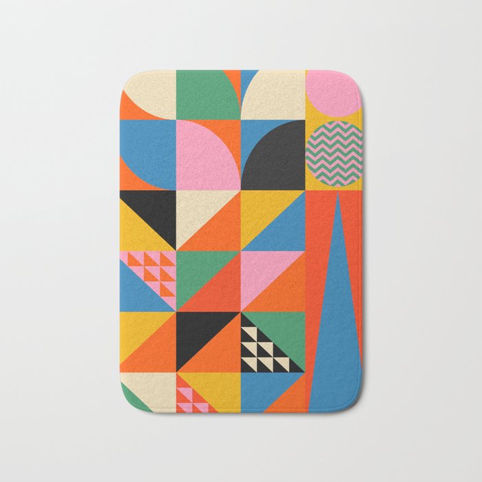 Geometric abstraction in colorful shapes   Bath Mat Gallery Image 1
