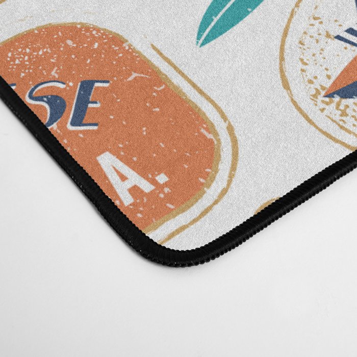Vintage canned sardines // white background peacock teal and gold drop orange cans  Desk Mat Gallery Image 4