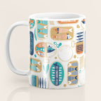 Vintage canned sardines // white background peacock teal and gold drop orange cans  Coffee Mug Gallery Image 3