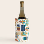 Vintage canned sardines // white background peacock teal and gold drop orange cans  Wine Chiller Gallery Image 1