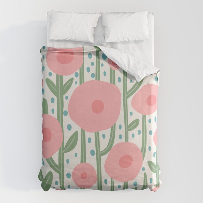 Flower Market Amsterdam Retro Scandi Spring Print Duvet Cover Gallery Image 1