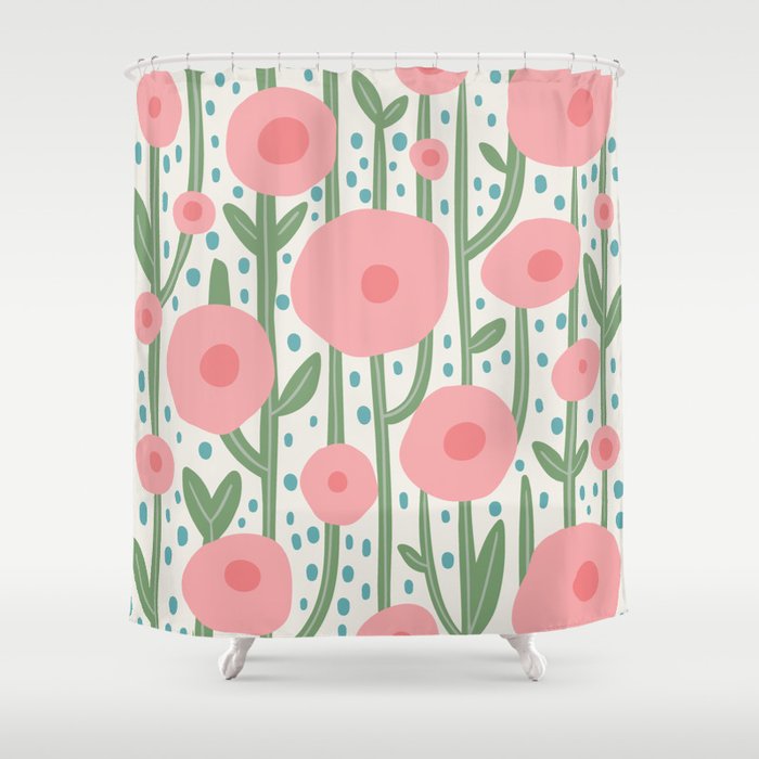 Flower Market Amsterdam Retro Scandi Spring Print Shower Curtain Gallery Image 1