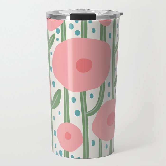 Flower Market Amsterdam Retro Scandi Spring Print Travel Mug