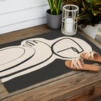Lady Portrait Abstract Minimal  Line Art Outdoor Rug Gallery Image 2