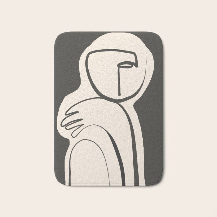 Lady Portrait Abstract Minimal  Line Art Bath Mat Gallery Image 1