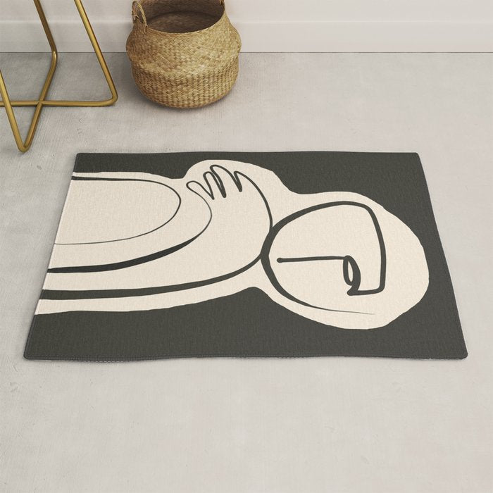 Lady Portrait Abstract Minimal  Line Art Rug Gallery Image 1