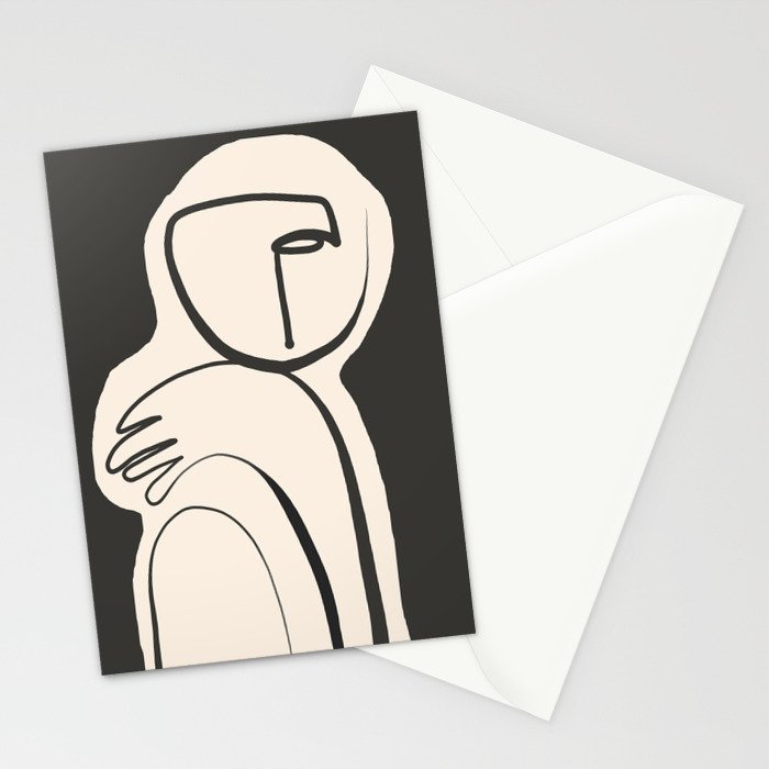 Lady Portrait Abstract Minimal  Line Art Stationery Card Gallery Image 2