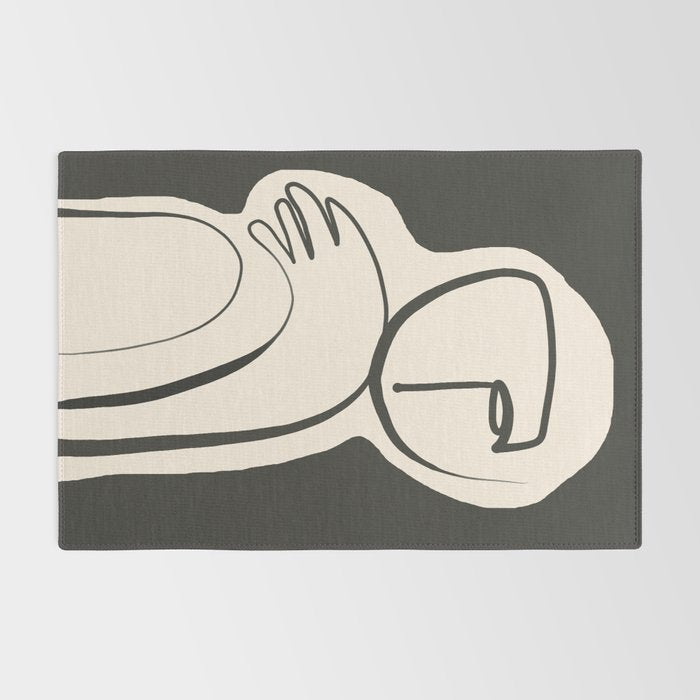 Lady Portrait Abstract Minimal  Line Art Rug Gallery Image 2