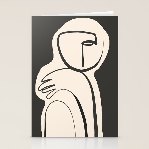 Lady Portrait Abstract Minimal  Line Art Stationery Card Gallery Image 1
