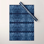 Indigo Blue Shibori Tie Dye, Boho Art Wrapping Paper Gallery Image 1
