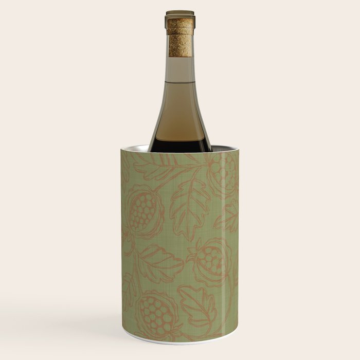 Block Print Pomegranate in Olive Wine Chiller Gallery Image 1