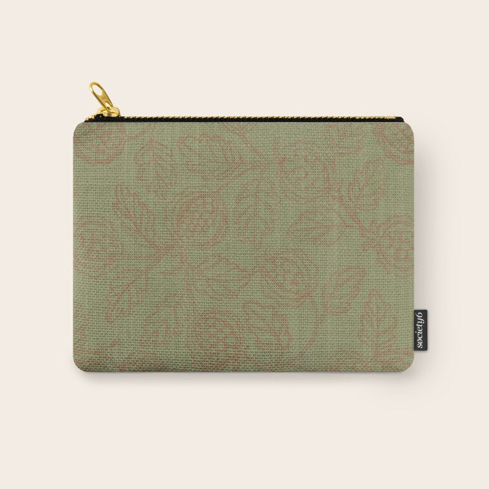 Block Print Pomegranate in Olive Carry All Pouch Gallery Image 1