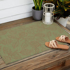 Block Print Pomegranate in Olive Outdoor Rug Gallery Image 2