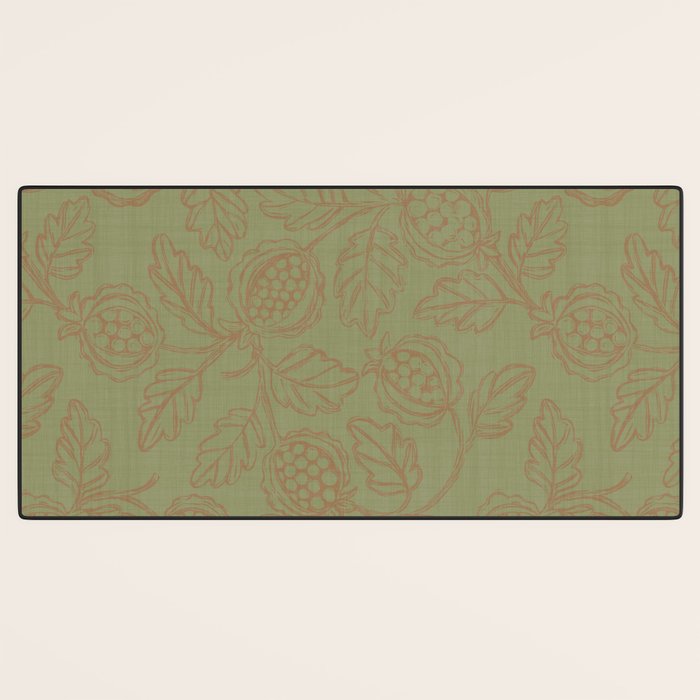 Block Print Pomegranate in Olive Desk Mat Gallery Image 3