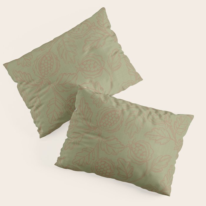 Block Print Pomegranate in Olive Pillow Sham Gallery Image 1