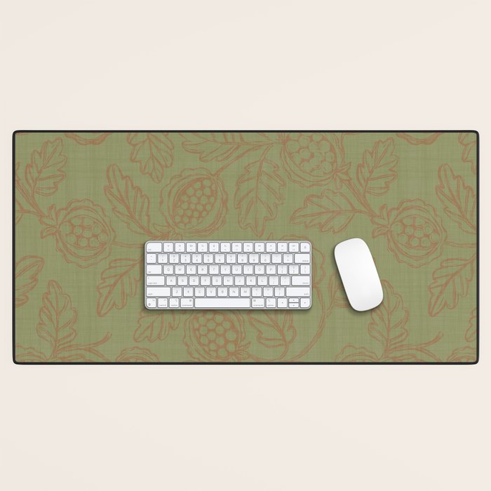 Block Print Pomegranate in Olive Desk Mat Gallery Image 1