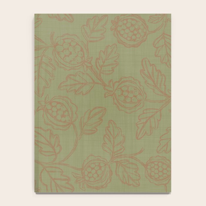 Block Print Pomegranate in Olive Notebook Gallery Image 4