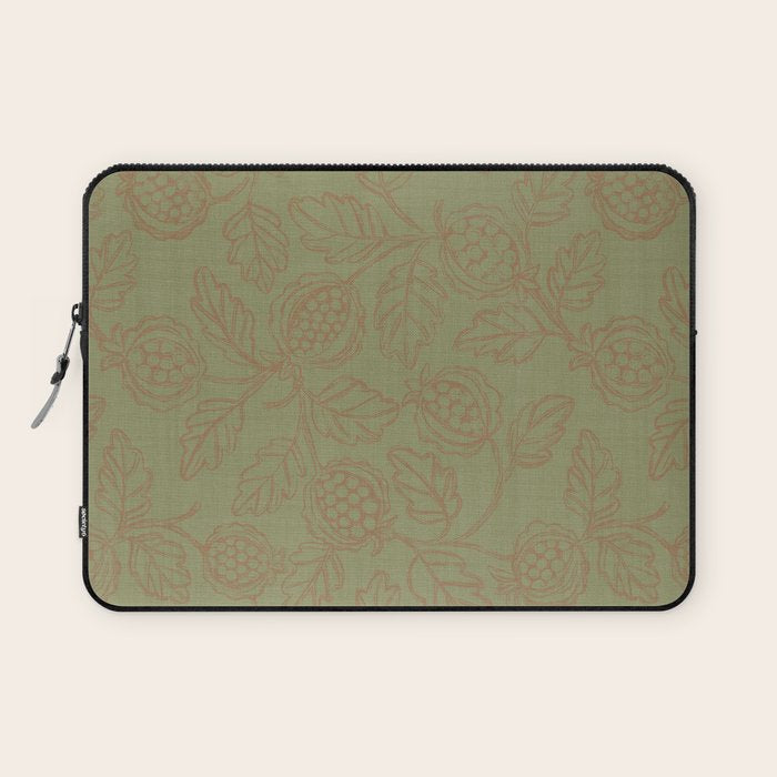 Block Print Pomegranate in Olive Laptop Sleeve Gallery Image 1