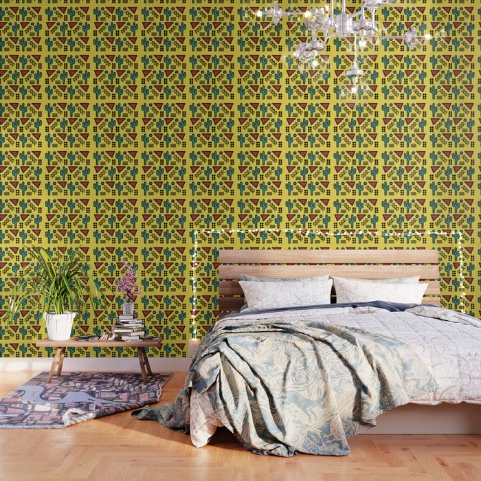 Retro 1980s Memphis Style Southwestern Cactus Design 431 Wallpaper Gallery Image 1