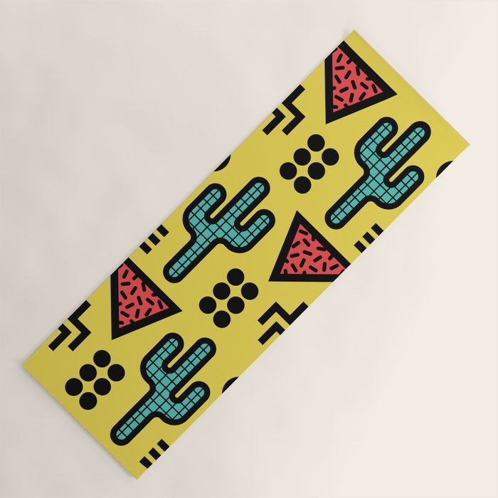 Retro 1980s Memphis Style Southwestern Cactus Design 431 Yoga Mat Gallery Image 1