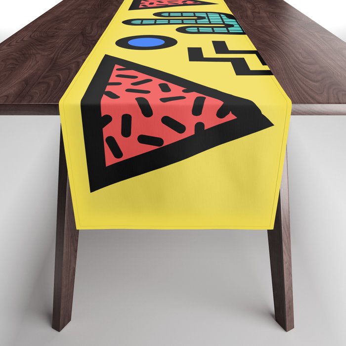 Retro 1980s Memphis Style Southwestern Cactus Design 431 Table Runner Gallery Image 1