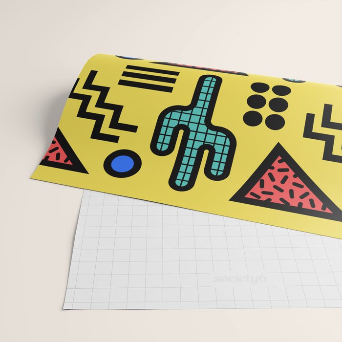 Retro 1980s Memphis Style Southwestern Cactus Design 431 Wrapping Paper Gallery Image 2