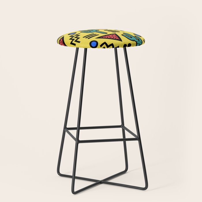 Retro 1980s Memphis Style Southwestern Cactus Design 431 Stool Gallery Image 1