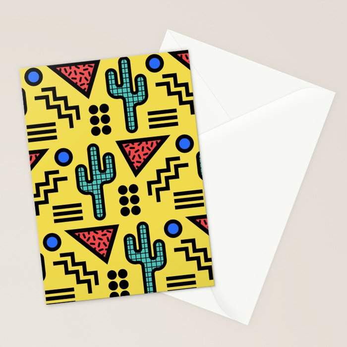 Retro 1980s Memphis Style Southwestern Cactus Design 431 Stationery Card Gallery Image 2