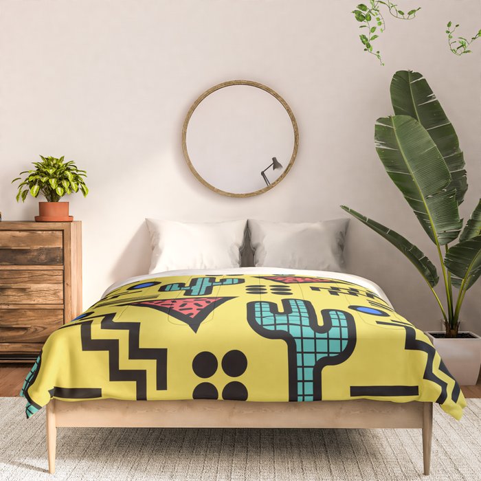 Retro 1980s Memphis Style Southwestern Cactus Design 431 Comforter Gallery Image 3