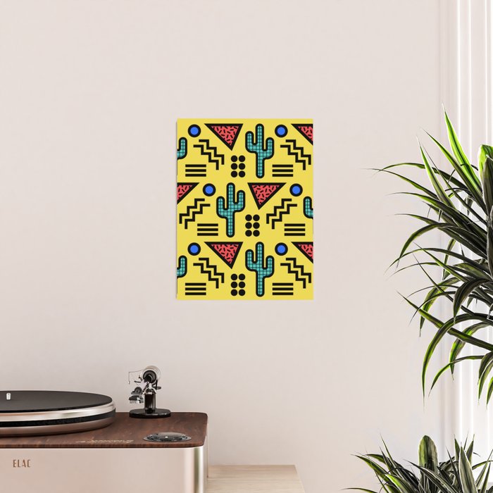 Retro 1980s Memphis Style Southwestern Cactus Design 431 Poster Gallery Image 2