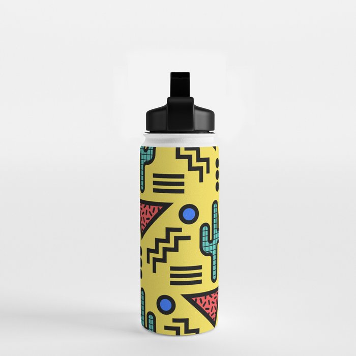 Retro 1980s Memphis Style Southwestern Cactus Design 431 Water Bottle Gallery Image 2