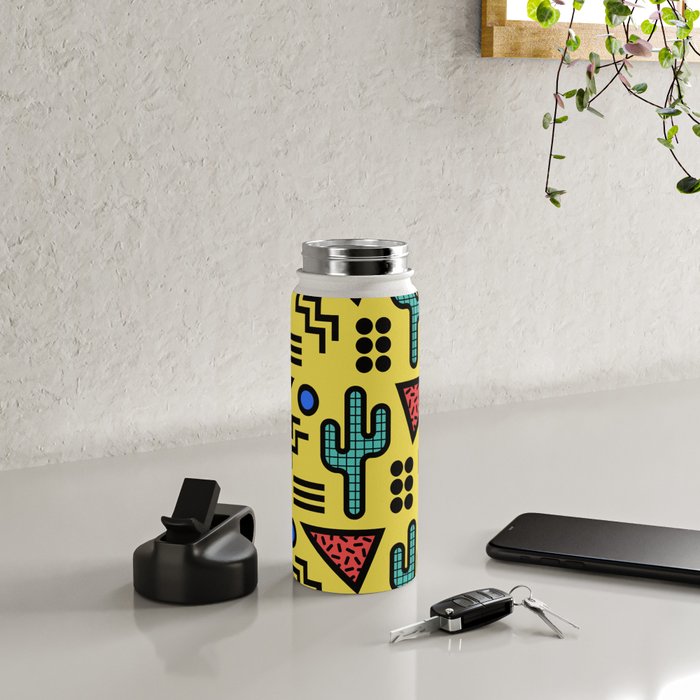 Retro 1980s Memphis Style Southwestern Cactus Design 431 Water Bottle Gallery Image 4