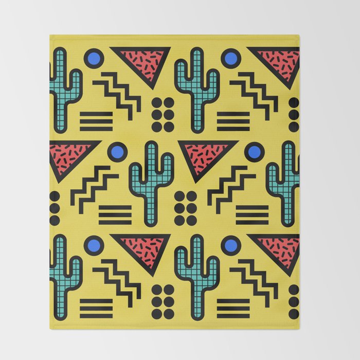 Retro 1980s Memphis Style Southwestern Cactus Design 431 Throw Blanket Gallery Image 2