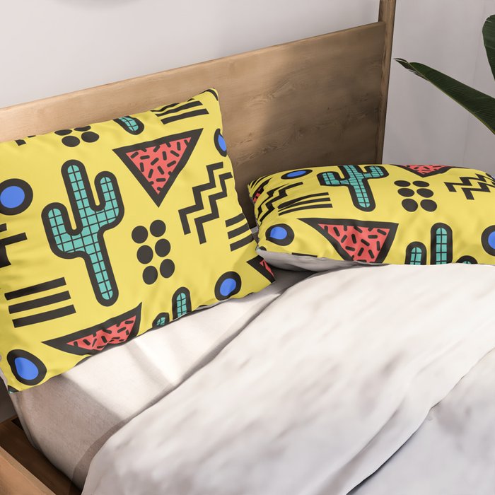 Retro 1980s Memphis Style Southwestern Cactus Design 431 Pillow Sham Gallery Image 2