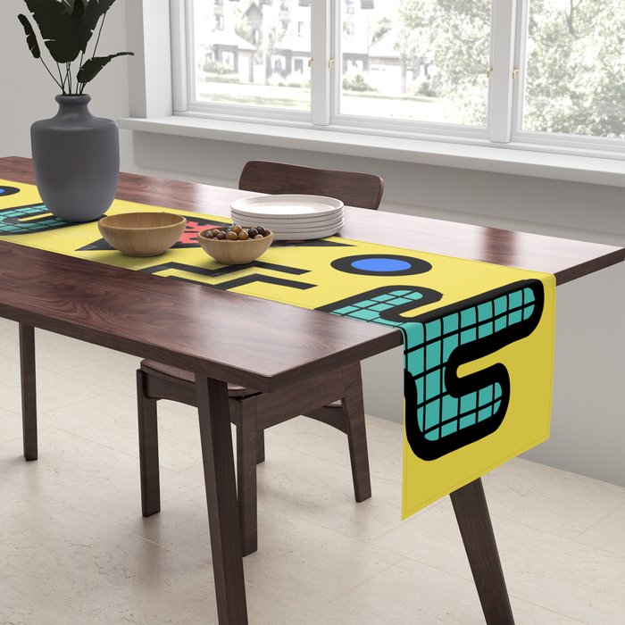 Retro 1980s Memphis Style Southwestern Cactus Design 431 Table Runner Gallery Image 2