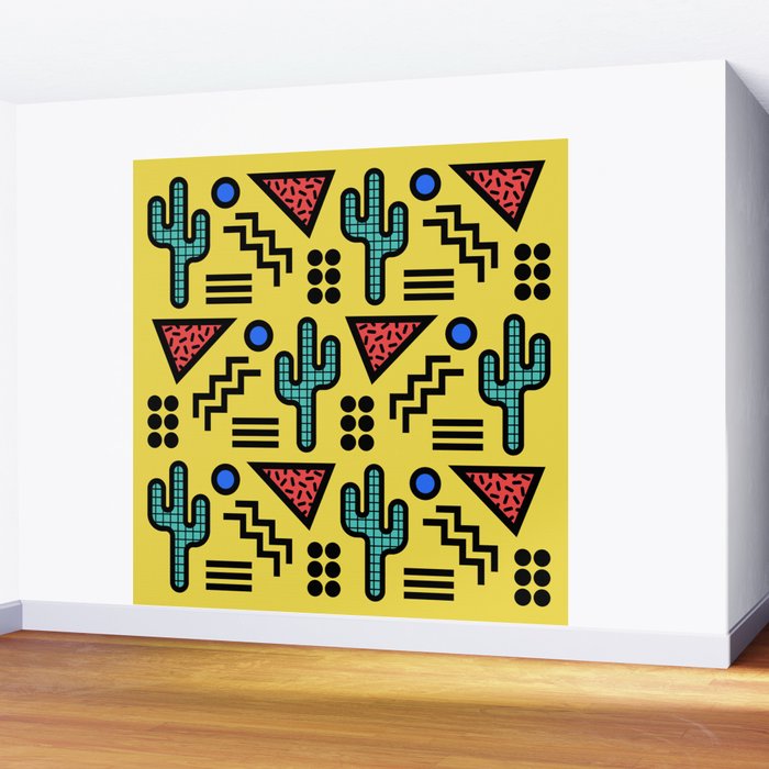 Retro 1980s Memphis Style Southwestern Cactus Design 431 Wall Mural Gallery Image 2