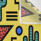 Retro 1980s Memphis Style Southwestern Cactus Design 431 Wall Tapestry Gallery Image 3