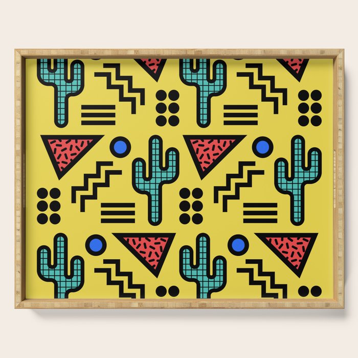 Retro 1980s Memphis Style Southwestern Cactus Design 431 Serving Tray Gallery Image 1